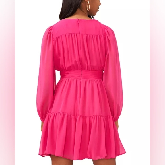 MSK Petite Chiffon Balloon-Sleeve Fit & Flare Dress - Picture 5 of 5